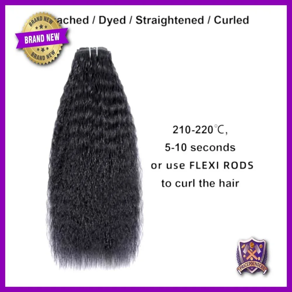20 Inch Kinky Straight Clip In Hair Extensions, 8pcs 110g Human Hair